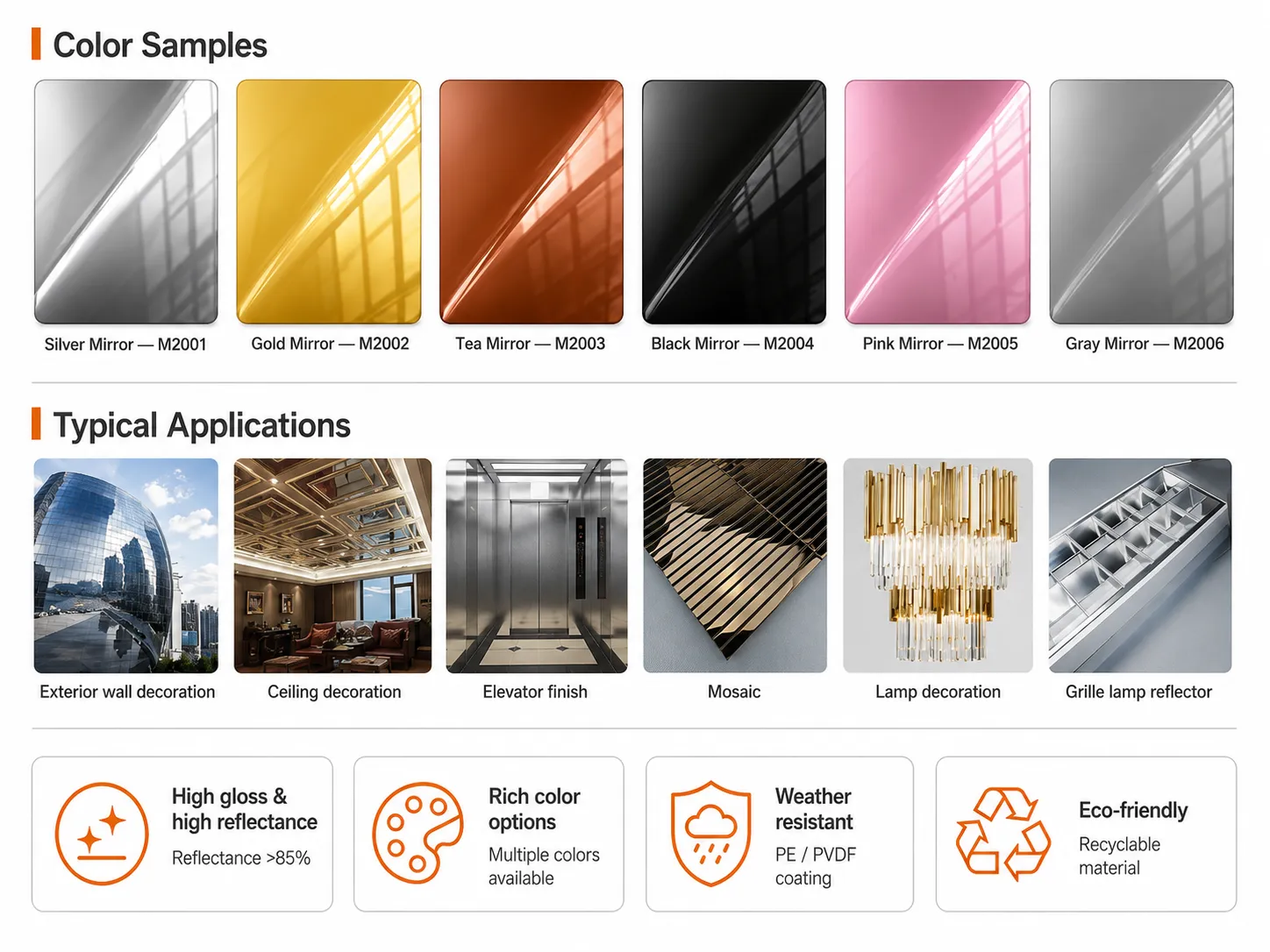 color mirror aluminum sheet application
