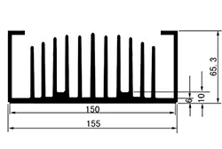 155 mm × 65.3 mm heat sink extrusion