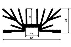 54 mm × 23 mm heat sink extrusion