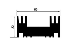 65 mm × 32 mm heat sink extrusion