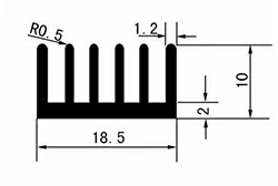 18.5 mm × 10 mm heat sink extrusion