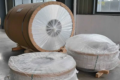 Mirror aluminum sheet wrapped with protective film for surface protection