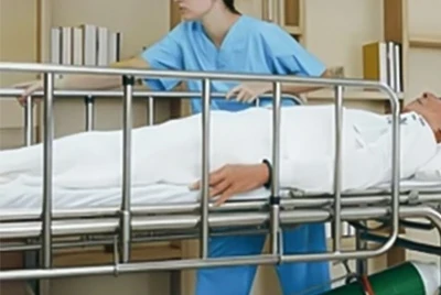 Door handles, push plates, bed rails, and nurse station countertops