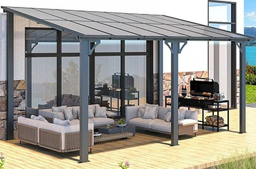 Single-slope aluminum gazebo for wall-side patio and outdoor covered space