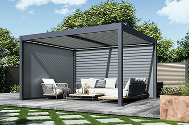 Rectangular aluminum gazebo for patio, poolside, and outdoor seating area