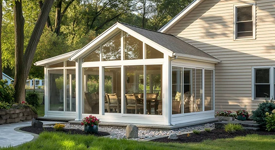 Four season sunroom for year-round use with thermal insulation and comfort, ideal for villas and hotels