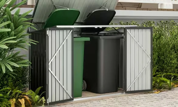 Hidden trash can enclosure for cleaner and more organized outdoor waste storage