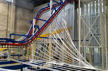 Vertical powder coating production line for outdoor aluminum surface finishing