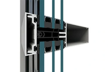 Aluminum system detail with hardware, glass, and structural components for wind resistance and durability