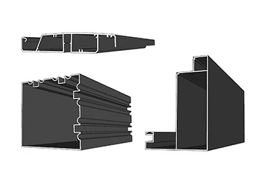 Aluminum profile section detail showing reinforced chamber structure and precision extrusion design