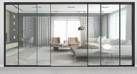 Ultra-narrow frame aluminum sliding door system for patios, balconies, villas, hotels, and large glass openings