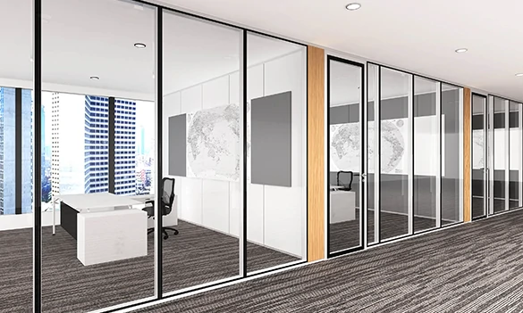 Slimline aluminium internal doors for office glass partition
