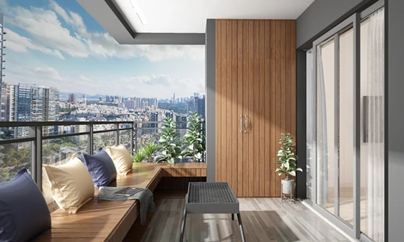 Slimline aluminium sliding doors for apartment balcony
