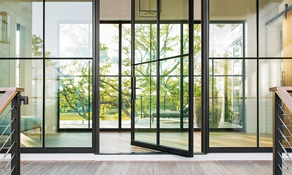Slimline aluminium sliding doors for luxury villa garden opening