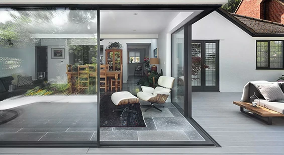 90 degree corner aluminum sliding glass door without post