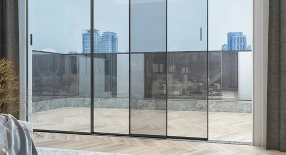 motorized aluminum sliding glass door for large panels
