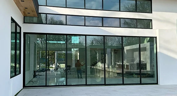 multi-track aluminum sliding glass door for large openings