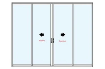 four-panel aluminum sliding glass door with reversed center opening panels