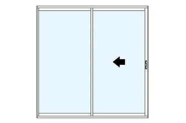 three-panel aluminum sliding glass door with center panel sliding right