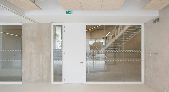 Offset glazed aluminum storefront system for custom commercial facade