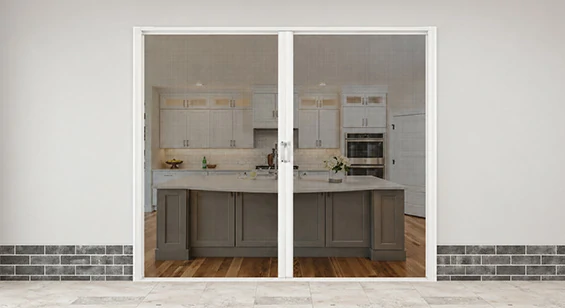 White aluminum screen door for residential front and back entry