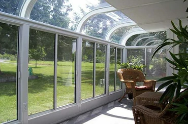 Curved roof glass sunroom with aluminum frame for luxury villa