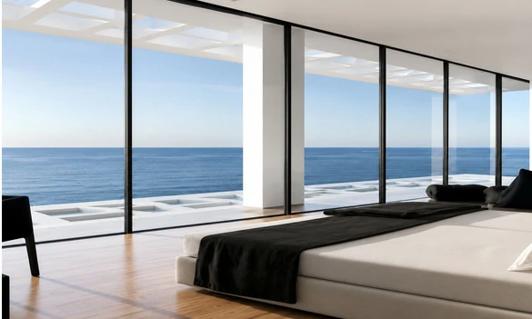 Slimline aluminium windows for large opening and high wind load project