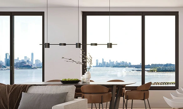 Slimline aluminium windows for apartment balcony and residential building