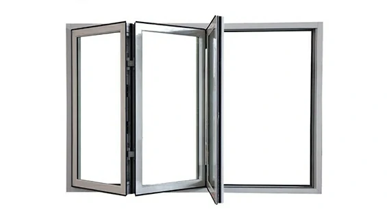 Three-panel aluminum bifold window for patio and restaurant service opening