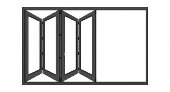 Four-panel aluminum bifold window for outdoor bar cafe and commercial service counter