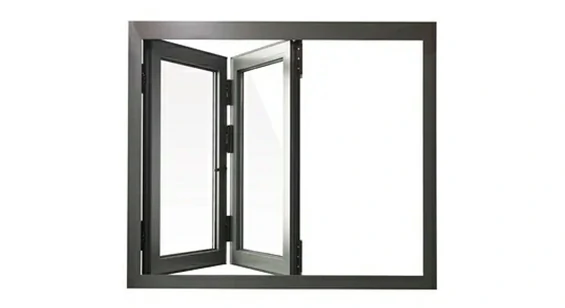 Two-panel aluminum bifold window for kitchen pass-through and bar counter