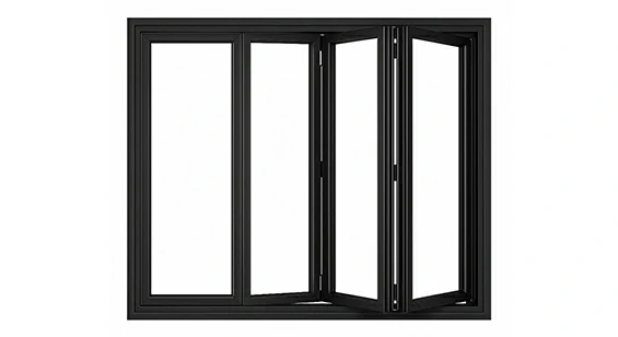 Multi-panel aluminum bifold window for large patio villa hotel and project opening