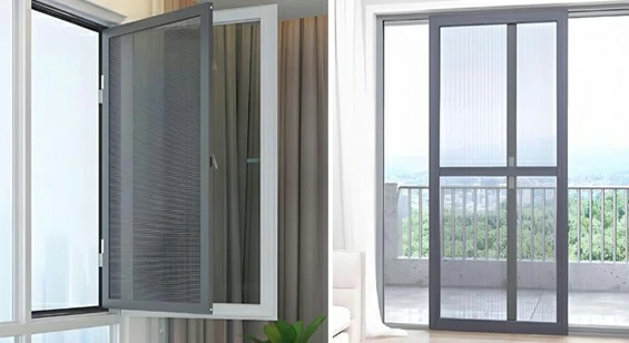 Simple aluminum fly screen for inward opening residential windows