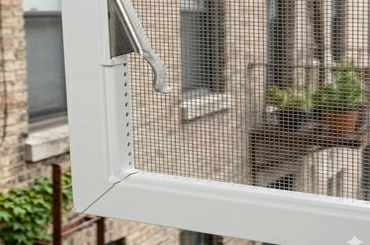 White aluminum window screens with custom frame and insect screen mesh
