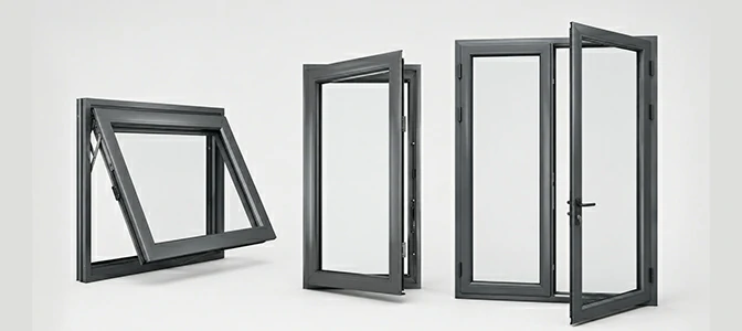 Grey powder coated aluminium windows
