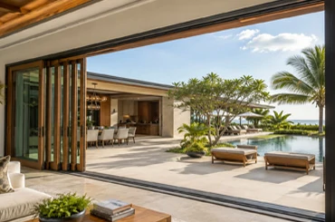 Aluminum clad multi-slide door for large villa hotel and resort opening