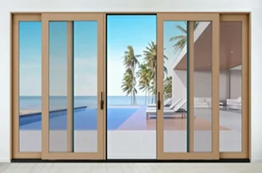 Aluminum clad sliding patio door for balcony terrace and backyard entrance