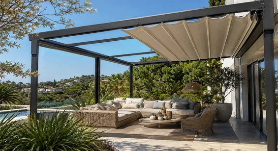 Retractable Fabric Canopy Pergola