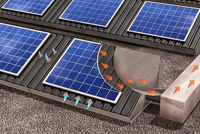 Aluminium absorber sheet integrated behind a photovoltaic module in a PV/T system