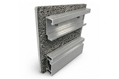Aluminum foam panel with extruded aluminum profiles