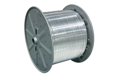 Bare coiled aluminum busbar wound on reel