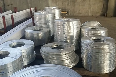 Multiple sizes of coiled aluminum busbar in the workshop