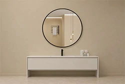 Round aluminum bathroom mirror