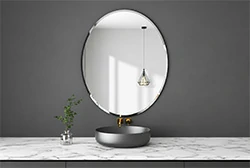Oval aluminum bathroom mirror