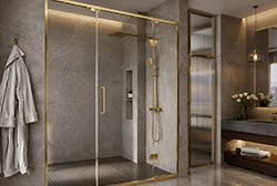 Gold anodized shower door