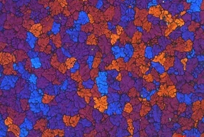 Color-coded aluminum alloy grain microstructure showing grain distribution