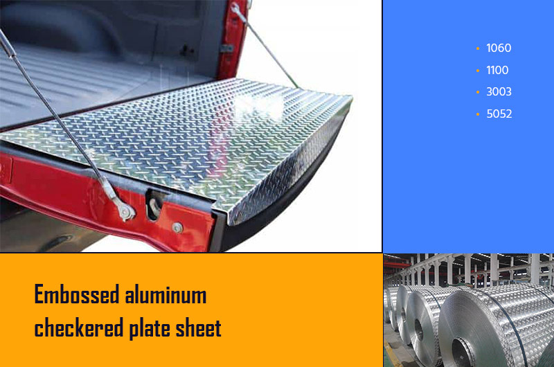 Embossed aluminum checkered plate sheet