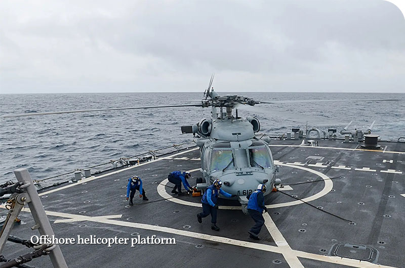 Aplicación de material de aleación de aluminio en plataformas de helicópteros en alta mar