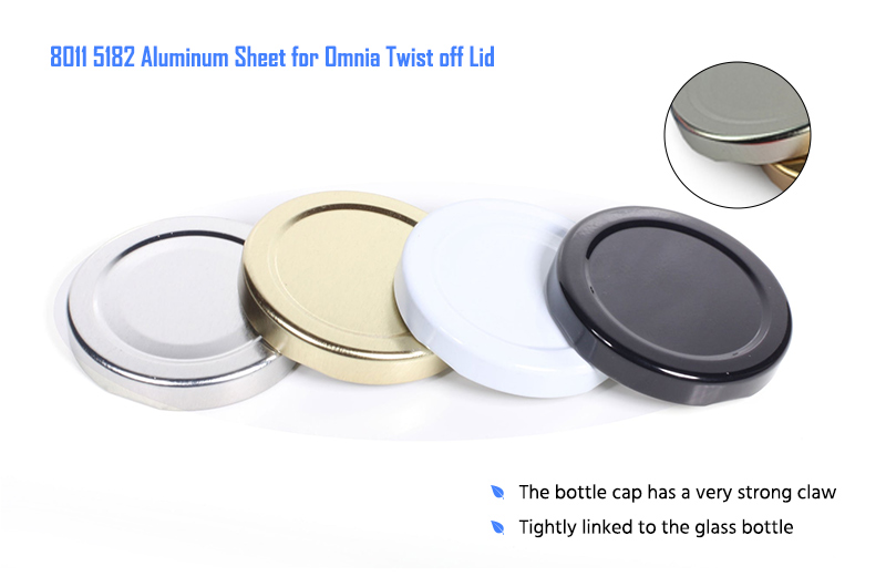 Lámina de aluminio 8011 5182 para tapa de rosca Omnia