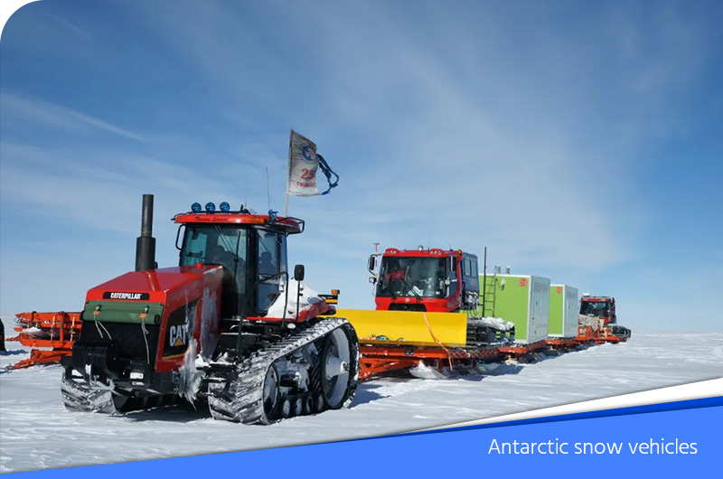 Veículos de neve antárticos feitos de alumínio